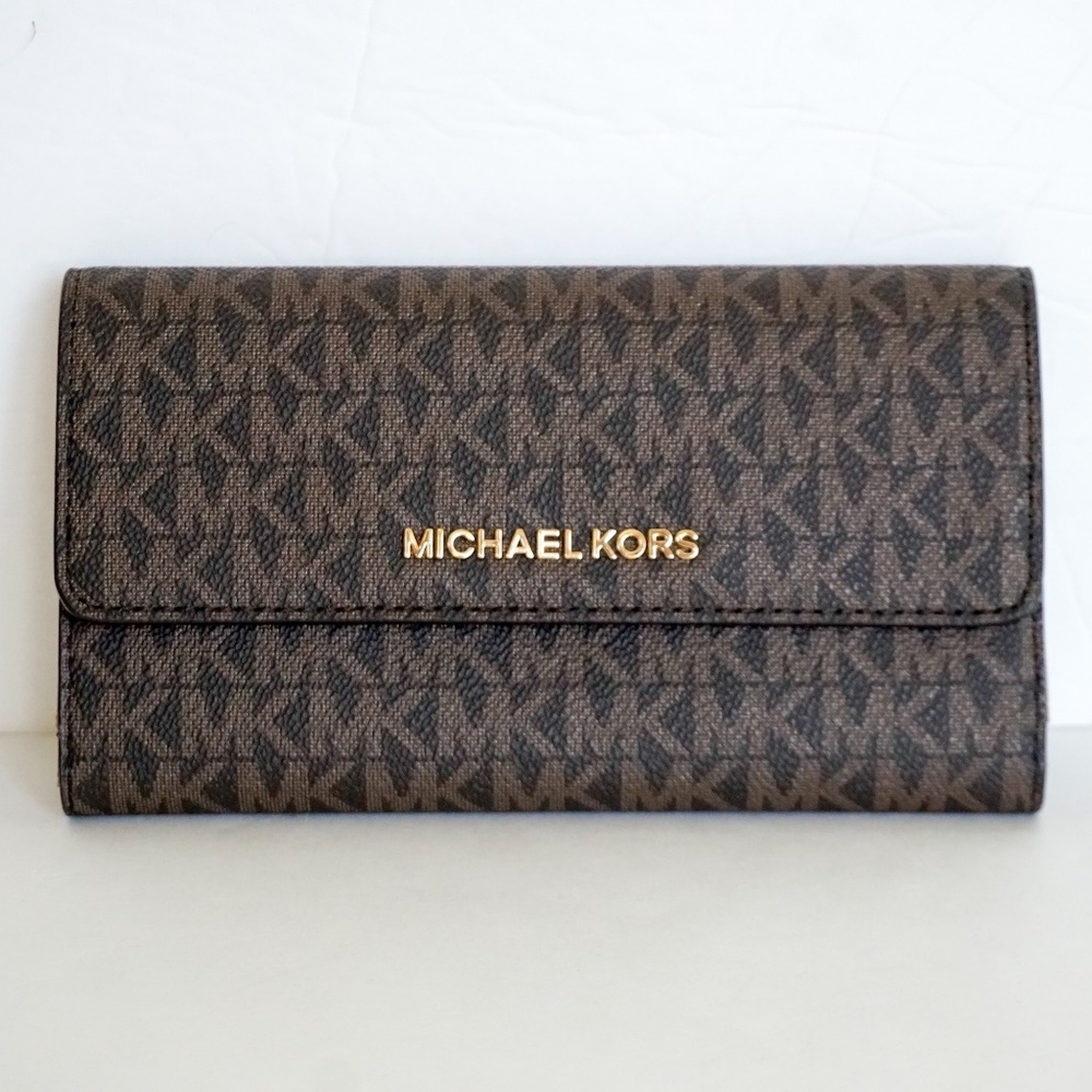 Michael Kors Jet Set LG Trifold Wallet MK Brown
